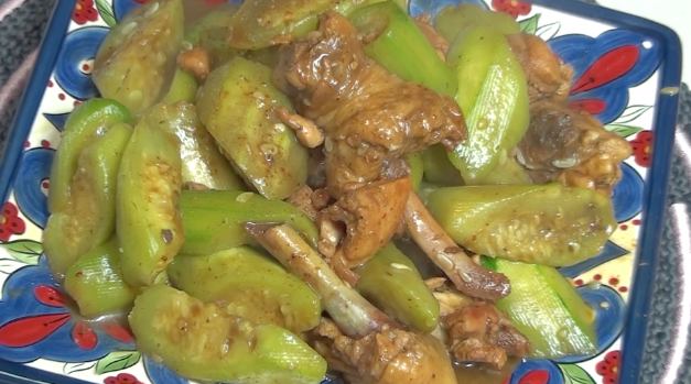 鸡块焖丝瓜 Simmered Chicken with Luffa cylindrica
